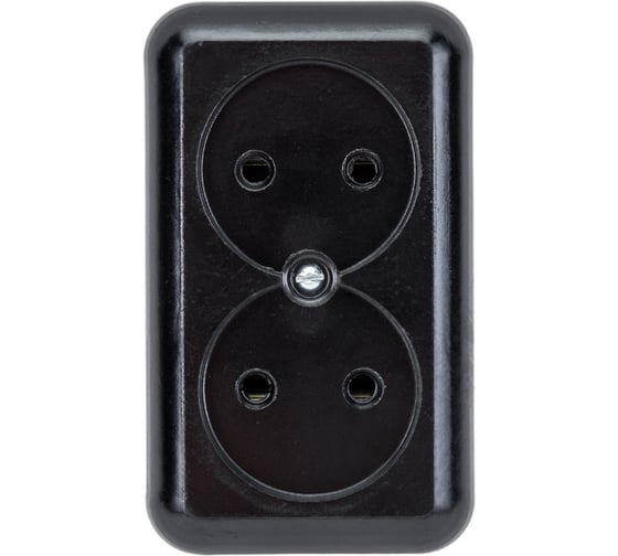 Изображение товара Розетка ООО Ливны-Электро РА 10-009 2-х местная с донышком, черная РА 1934
