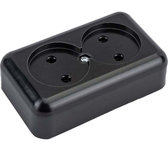 Изображение товара Розетка ООО Ливны-Электро РА 10-009 2-х местная, черная РАф 932