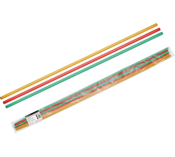 Изображение товара Термоусаживаемые клеевые трубки TDM ELECTRIC набор 3 цвета по 3 шт. тткнг(3:1)-3,2/1,0 SQ0548-1503