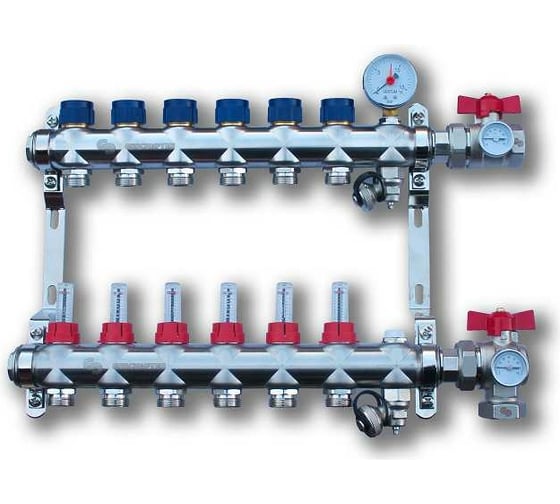 Изображение товара Коллектор из нержавеющей стали Geschaften 2 выхода, евроконус 3/4, с раcходомерами GS1185-2