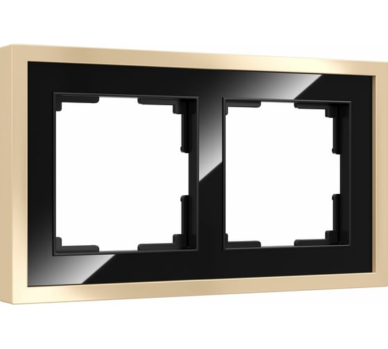 Изображение товара Рамка на 2 поста WERKEL Baguette черный/латунь a060240