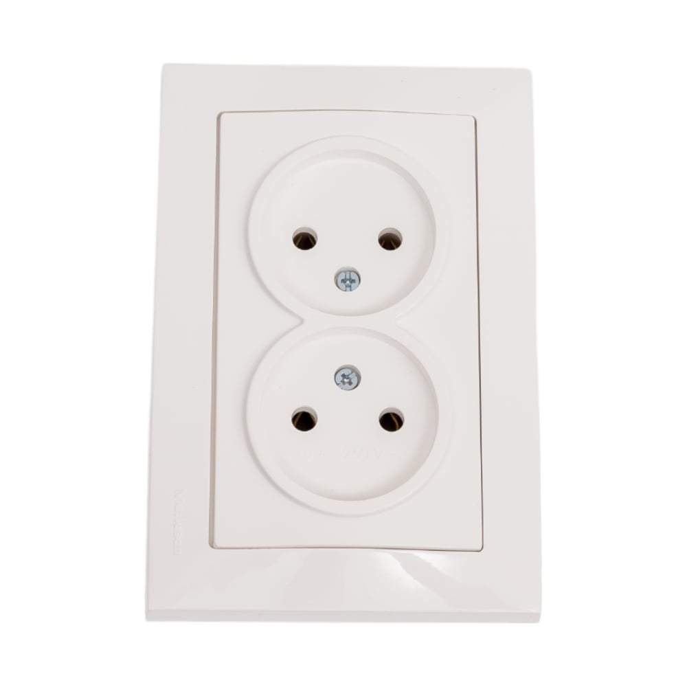 Изображение товара Двойная керамическая розетка Mutlusan Candela без заземления IP20 белая
