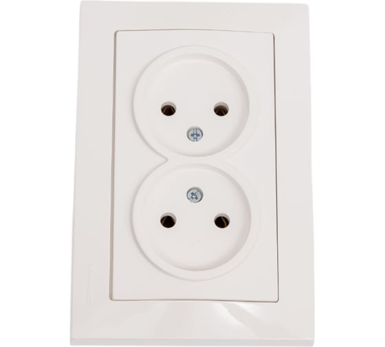 Изображение товара Розетка двухместная с заземлением без защитных шторок в сборе Mutlusan Electric, белая 2125 201 0201