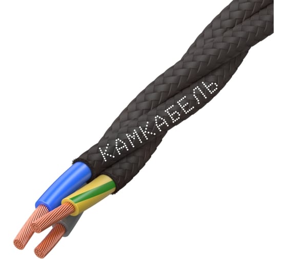 Изображение товара Ретро-провод Камкабель КГВс 3х2,5 мм 50 м черный 231ЯL30H)5000Е00050М