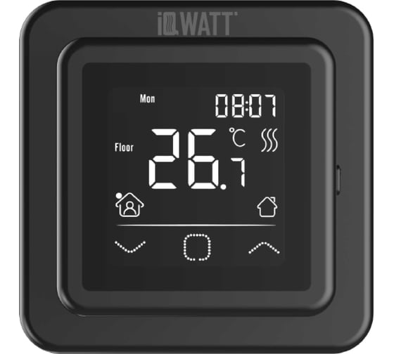 Изображение товара Терморегулятор для теплого пола IQWATT IQ THERMOSTAT SMART HEAT программируемый,  черный 409
