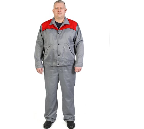 Изображение товара Мужской костюм АМПАРО Сатурн куртка и полукомбинезон, серый/красный, р. 44-46, рост 182-188 Кос102св 88-92/182-188