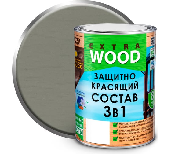Изображение товара Защитно-красящий состав 3в1 FARBITEX PROFI WOOD EXTRA Гавань, 0.8 л 4300011480