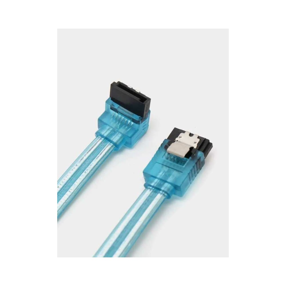 Изображение товара Кабель VENTION SATA 3 M с углом 90 и защелками, голубой, 0.5 м