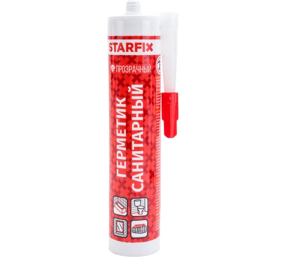 Изображение товара Санитарный силиконовый Герметик STARFIX Sanitary Silicone бесцветный, 300 мл SM-57867