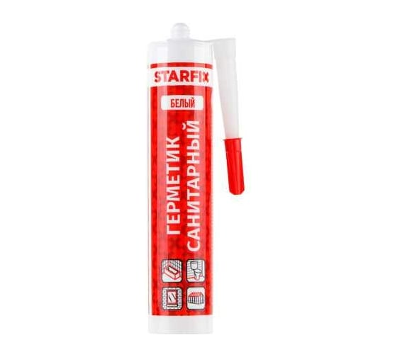 Изображение товара Санитарный силиконовый Герметик STARFIX Sanitary Silicone белый, 300 мл SM-57866