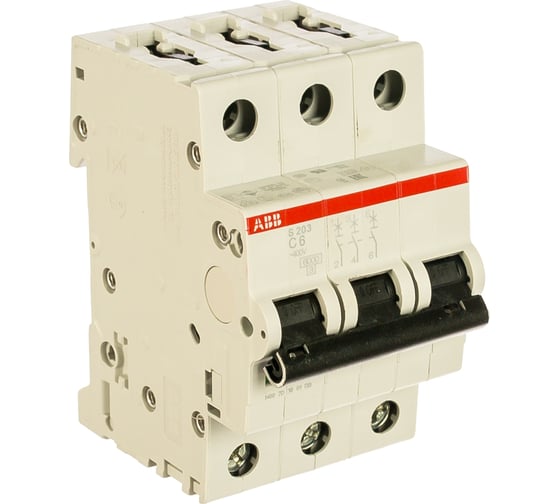 Изображение товара Автоматический модульный выключатель ABB 3п C S203 6кА 6А 2CDS253001R0064