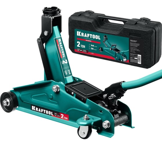 Изображение товара Подкатной домкрат для легковых а/м KRAFTOOL stark 2т, 135-340мм в кейсе 43453-2-K