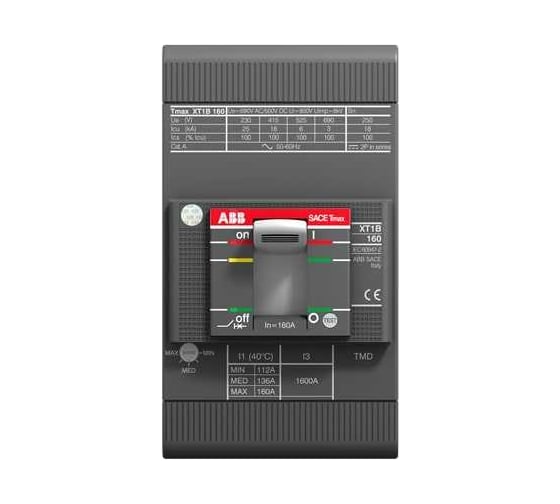 Изображение товара Автоматический выключатель ABB трехполюсный XT1B 160 TMD 160-1600 F F 1SDA066809R1