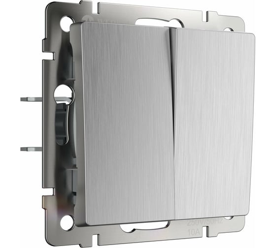 Изображение товара Двухклавишный проходной выключатель WERKEL серебряный рифленый a051357