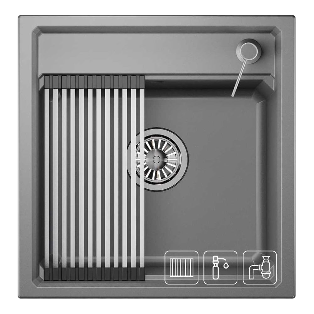 Изображение товара Кухонная мойка из кварца GRANULA KS-5002 АЛЮМИНИУМ