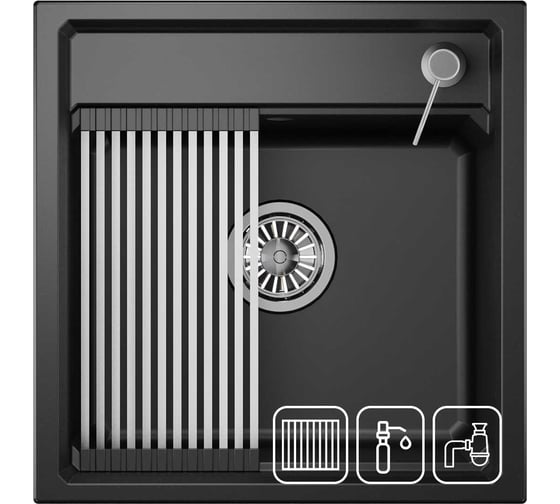 Изображение товара Кухонная мойка GRANULA  из кварца KS-5002, ШВАРЦ