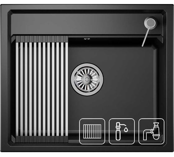 Изображение товара Мойка для кухни GRANULA из кварца (чёрный металлик) KS-6003, ШВАРЦ