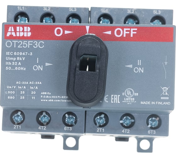 Изображение товара Реверсивный рубильник ABB OT25 F3C 25A 1SCA104863R1001