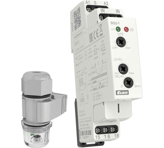 Изображение товара Сумеречный выключатель (фотореле) с сенсором ELKO EP SOU-1/230V + senzor SKS-100 АС230V 00000000227