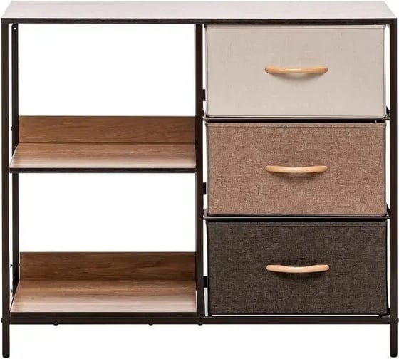 Изображение товара Комод Leset Локи 3 ящика, с полкой, каркас коричневый, бежевый/светло-коричневый/темно-коричневый LSКБ-00011834