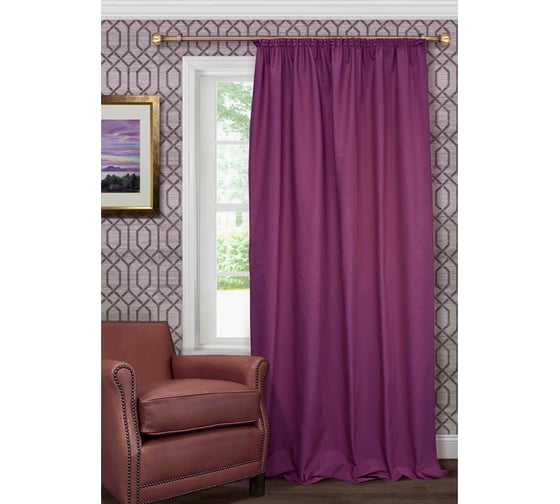 Изображение товара Штора на тесьме Kauffort Хлопок, 140x280 см, с подхватом, фиолетовый 111012177
