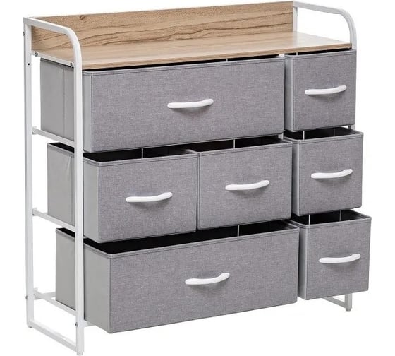 Изображение товара Комод Leset Ноа 7 ящиков, каркас белый, светло-серый LSКБ-00011829