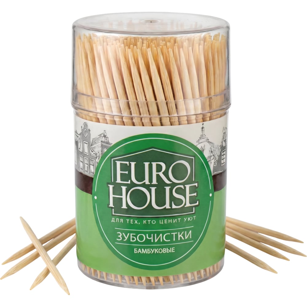 Изображение товара Бамбуковые зубочистки EUROHOUSE в пластиковой банке, 500 шт. 13030 Изображение товара Бамбуковые зубочистки EUROHOUSE в пластиковой банке, 500 шт. 13030