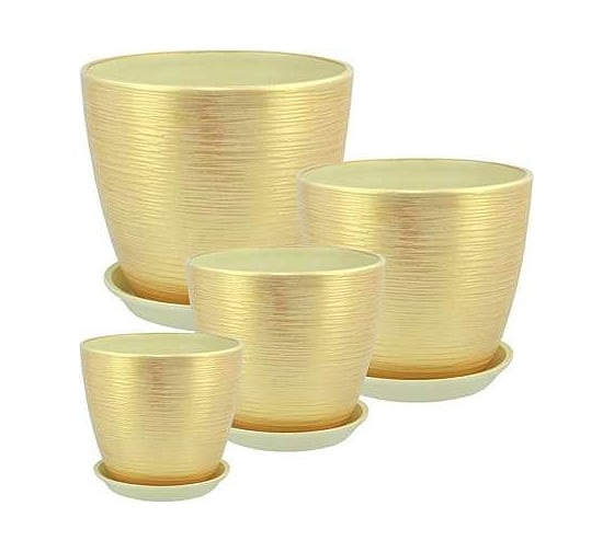 Изображение товара Комплект из 4х горшков Сады Аурики Роспись Бутон РС57 керамика 068266