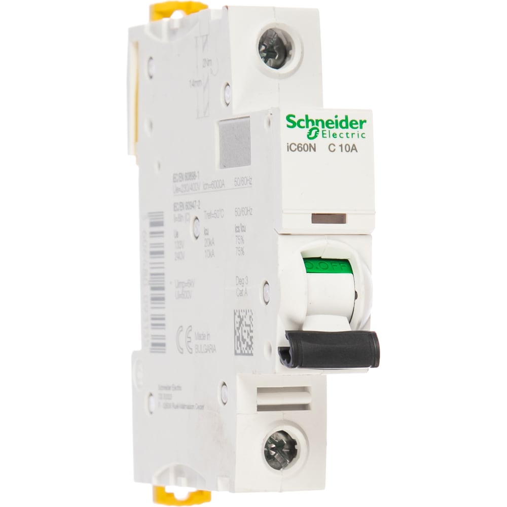 фото Автоматический модульный выключатель acti9 ic60n 1п c 10а 6ка schneider electric a9f79110