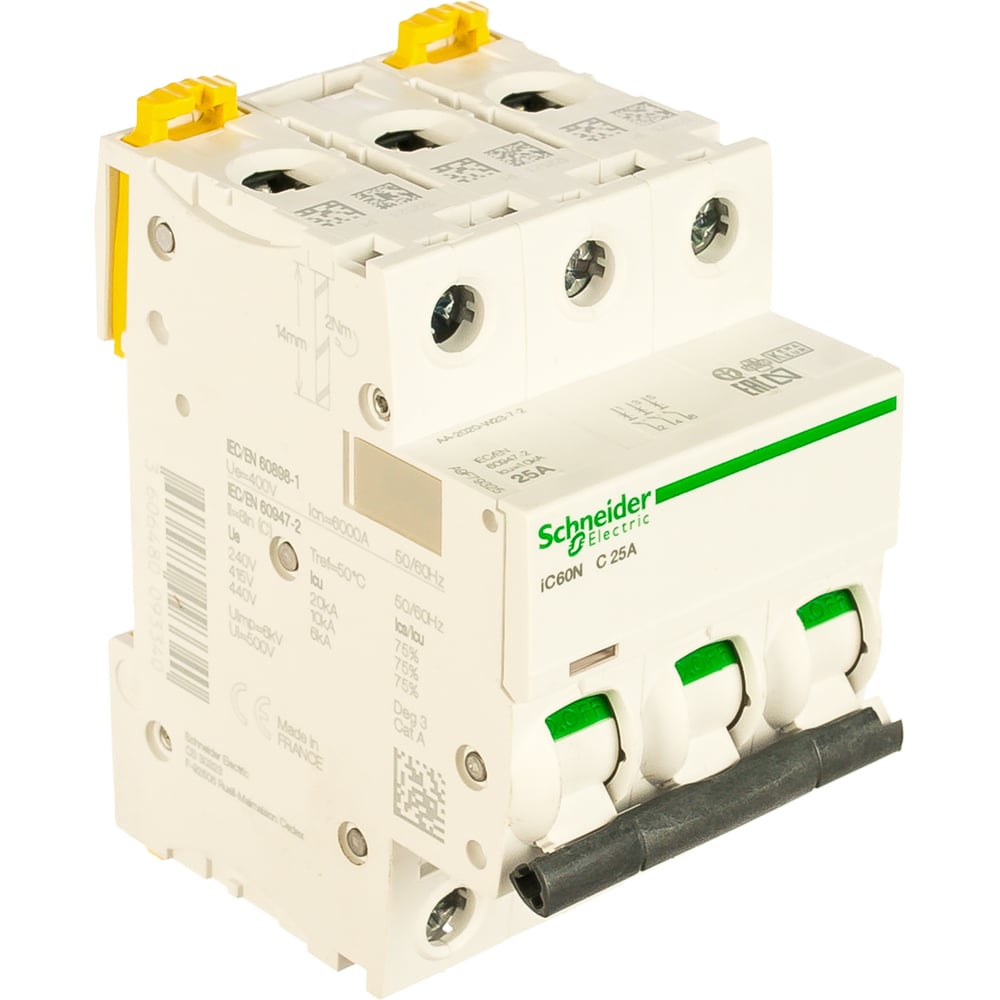 фото Автомат модульный acti9 ic60n 3п c 25а 6ка schneider electric a9f79325