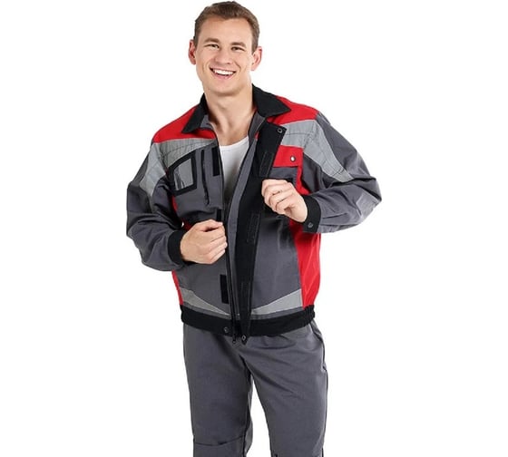 Изображение товара Мужская куртка АМПАРО Континенталь, серый/красный/черный, р. 56-58, рост 158-164 Кур301 112-116/158-164