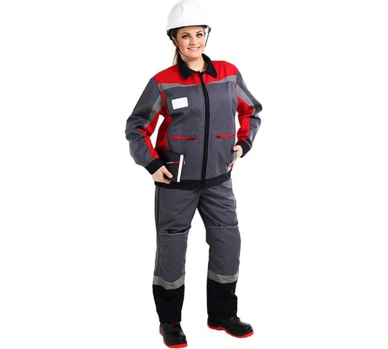 Изображение товара Женская куртка АМПАРО Континенталь, серый/красный/черный, р. 56-58, рост 170-176 Кур302/01 112-116/170-176