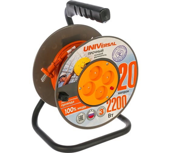 Изображение товара Силовой удлинитель UNIVersal ВЕМ-250 термо ПВС 2*1 20м 9632896