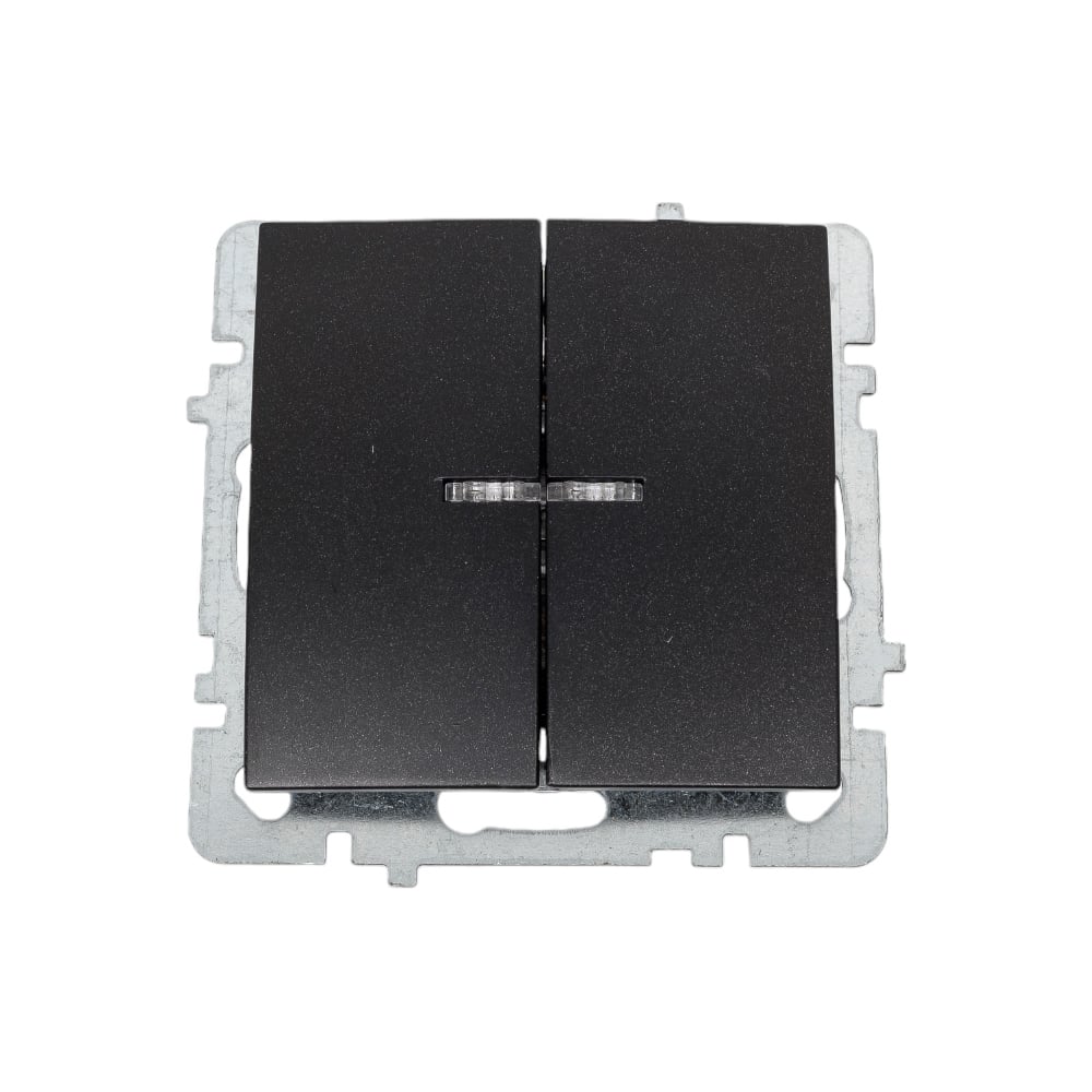 Изображение товара 2-клавишный выключатель Nilson TOURAN-ALEGRA-THOR с подсветкой матовый черный