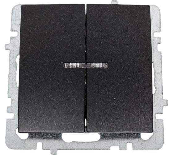 Изображение товара 2-клавишный механизм выключателя Nilson СУ с подсветкой, TOURAN-ALEGRA-THOR, metallic, матовый черный, 24380404