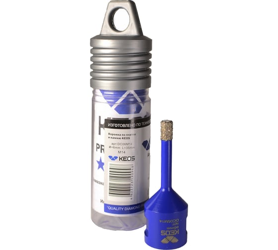 Изображение товара Коронка алмазная по керамограниту PRO 6 мм, M14, с воском KEOS DC06M14