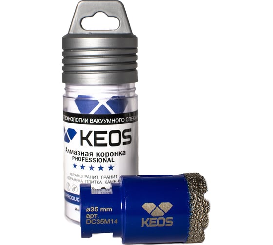 Изображение товара Коронка алмазная по керамограниту PRO 35 мм, M14 KEOS DC35M14