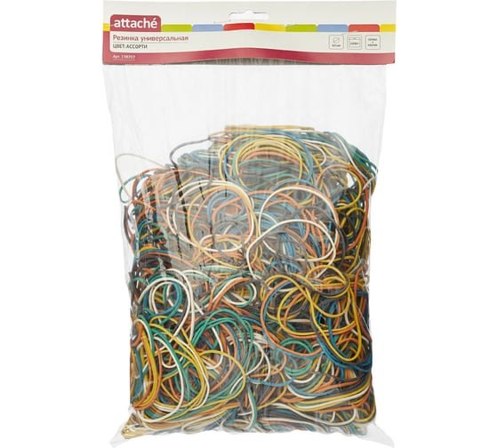 Изображение товара Универсальная резинка Attache 1000 г диаметр 60 мм, толщина 1.5 мм, в ассортименте 1800 шт 138707