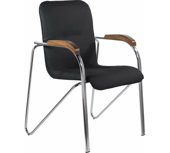 Изображение товара Кресло BRABIX Samba Cf-103, хром каркас, накладки орех, кожзам черный 532756