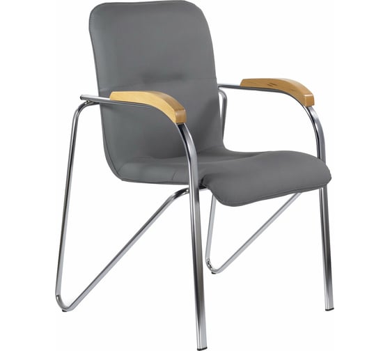 Изображение товара Кресло BRABIX Samba Cf-103, хром каркас, накладки бук, кожзам серый 532758