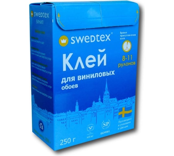 Изображение товара Сухой клей Swedtex ВИНИЛ для виниловых и текстильных обоев, 250 г, 50 кв.м PV-025