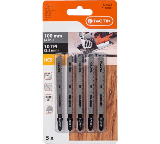 Изображение товара Пилка по дереву Т101ВR, 5 шт для электролобзика TACTIX 436021