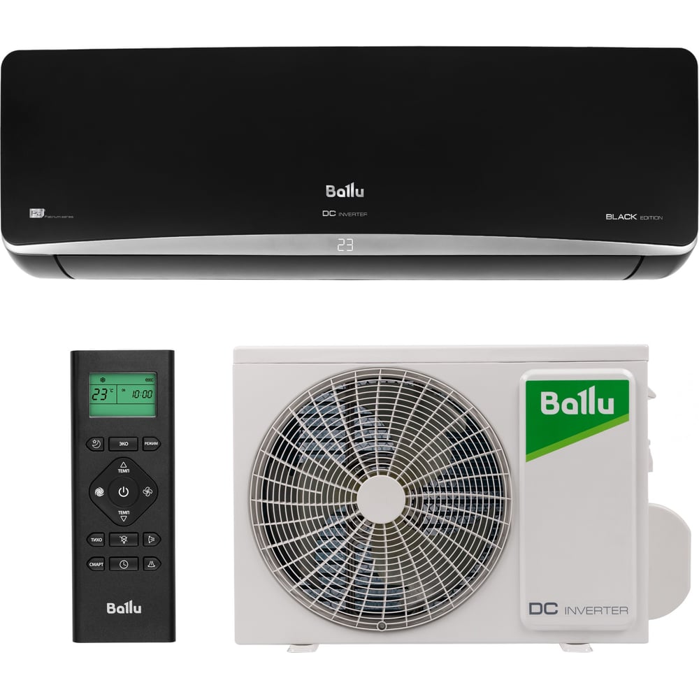 Изображение товара Сплит-система Ballu Platinum Black DC BSPI-10HN8/BL/EU с Wi-Fi и инвертором