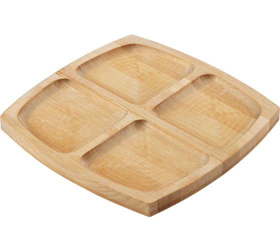 Изображение товара Квадратная менажница Mallony 4 секции 18x18x1.3 см берёза 105709