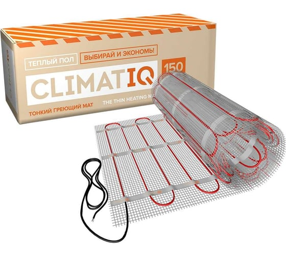 Изображение товара Тонкий самоклеящийся греющий мат для установки в слой плиточного клея IQWATT CLIMATIQ MAT для любого керамического покрытия толщиной не более 10 мм, 1500 Вт - 10 м.к 206143