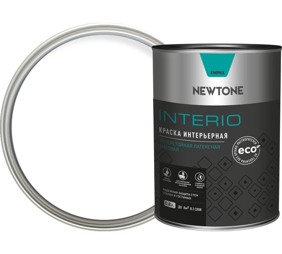 Изображение товара Интерьерная краска Newtone ВД INTERIO, суперстойкая, латексная, База А NEW, 0.8 л, 1.2 кг 81574