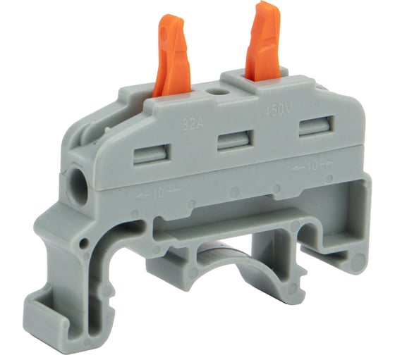 Изображение товара Проходная клемма REXANT СМК 222-421D, 1-полюсная, с креплением на DIN-рейку (0,08-4 мм2), серая, 5 шт. 07-6263-1-05