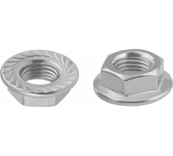 Изображение товара Гайка с фланцем ИНОТЭК М6, DIN 6923, цинк-ламель, 100 шт. 4687203109127