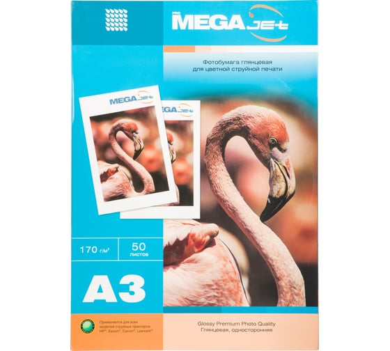 Изображение товара Фотобумага для цветной струйной печати ProMega Jet А3, 170 г, глянцевая упаковка 50 листов 1457499 1568568