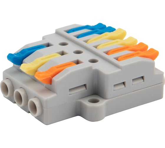 Изображение товара Разветвительная клемма REXANT СМК 3x2 3 полюса с монтажной площадкой 1 ввод 2 вывода 5 шт 07-5233-05